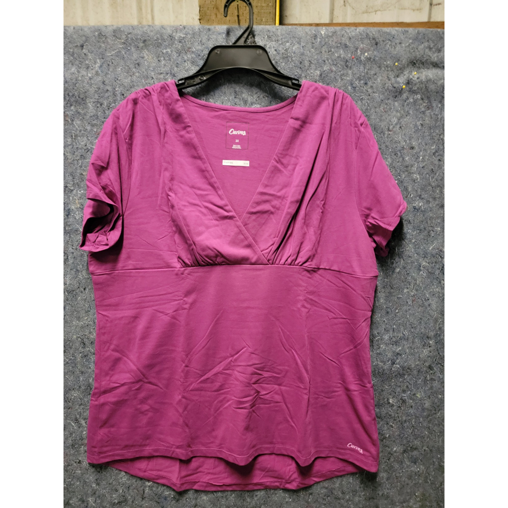 Women's Purple Lined Workout Short Sleeve‎ with cinched chest Size 3X